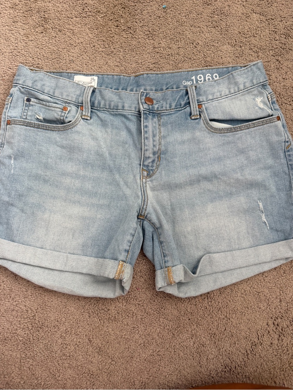 GAP Light Wash Rolled Cuff Denim Shorts